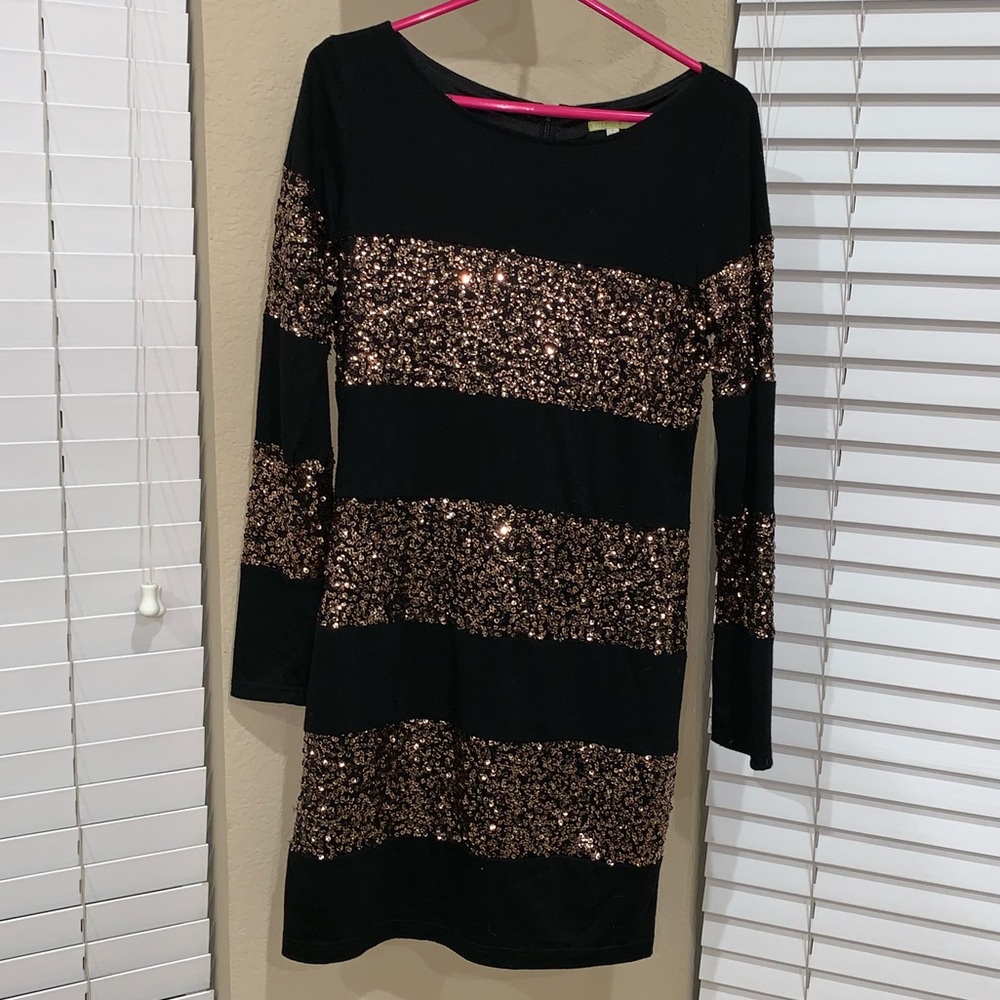 Black & Gold Sequin Dress